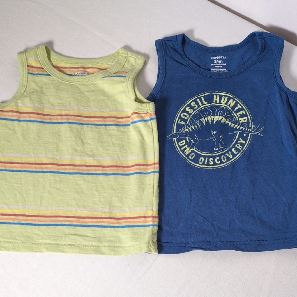 Set of Toddler Tank Tops - Carter's Dinosaur and Garanimals Striped